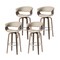 Set of 2/4 Mid-century Modern Leatherette Swivel Bar Stools/Counter Stools with Walnut Bentwood Frame
